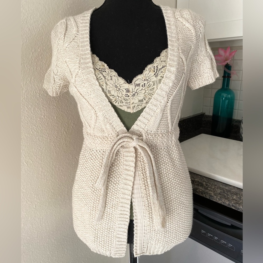 Y2k Aeropostale babydoll tie waist short sleeve cardigan sweater - Picture 12 of 13